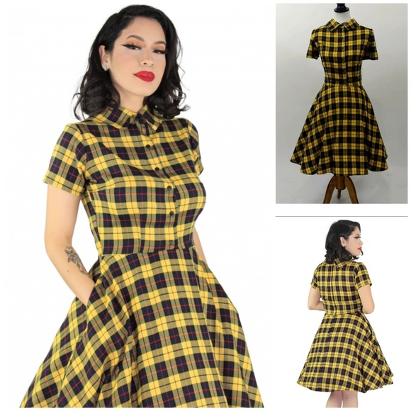 Hemet Dresses & Skirts - Hemet Yellow Plaid Shirt Dress